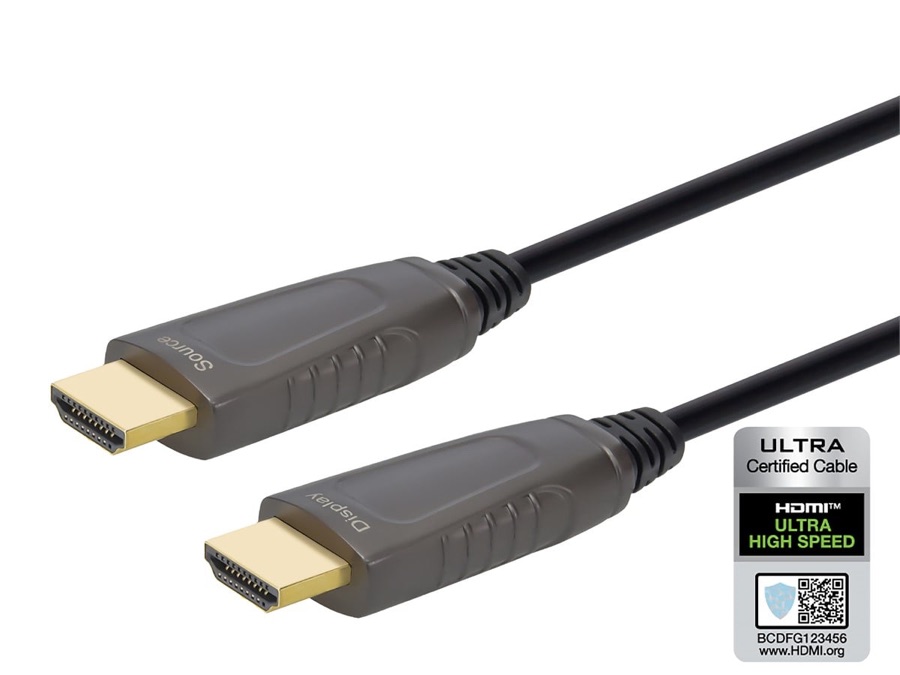 Monoprice 8K Ultra High Speed Fiber Optic Certified HDMI Cable, Active Optical Cable (AOC), 32 ft, Black