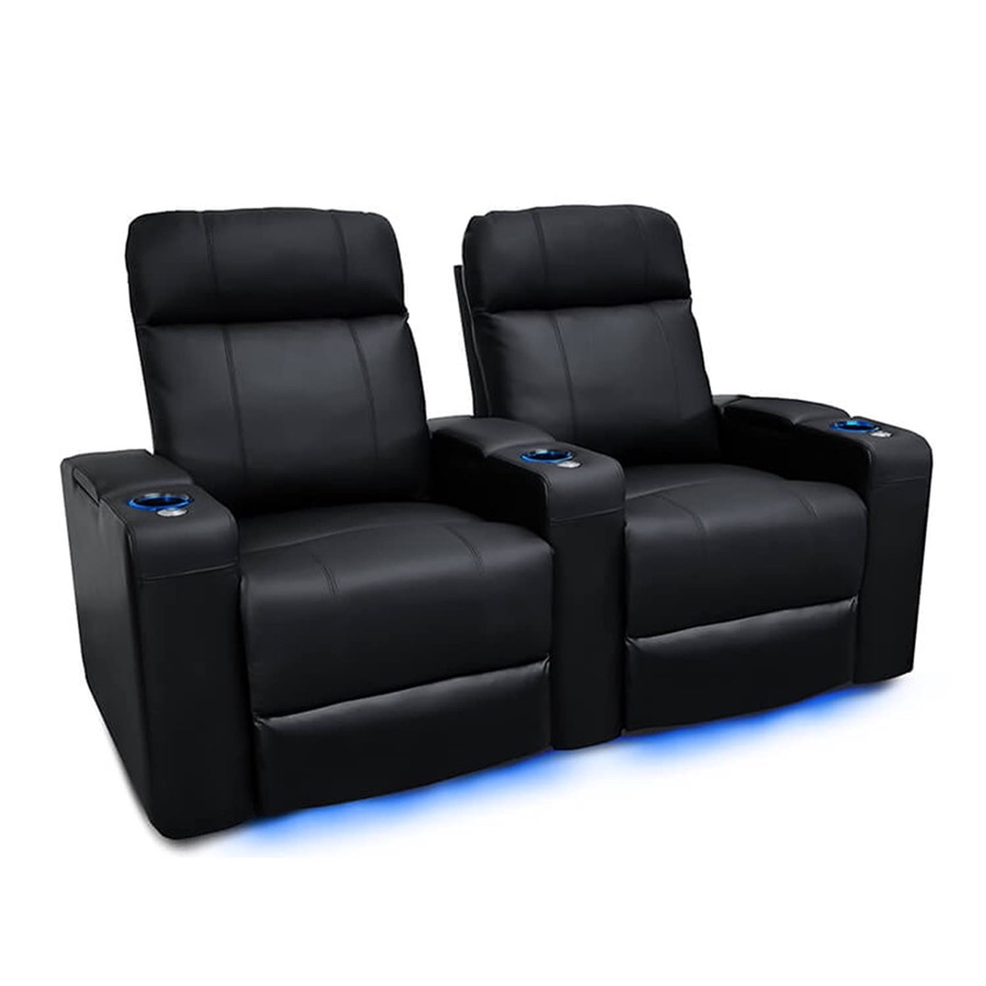 Valencia Piacenza 2025 Power Headrest Home Theater Seat - Premium Italian Leather Recliner with Cooling Gel Memory Foam, Motorized Headrest, USB Charging & LED Lights (Row of 2)