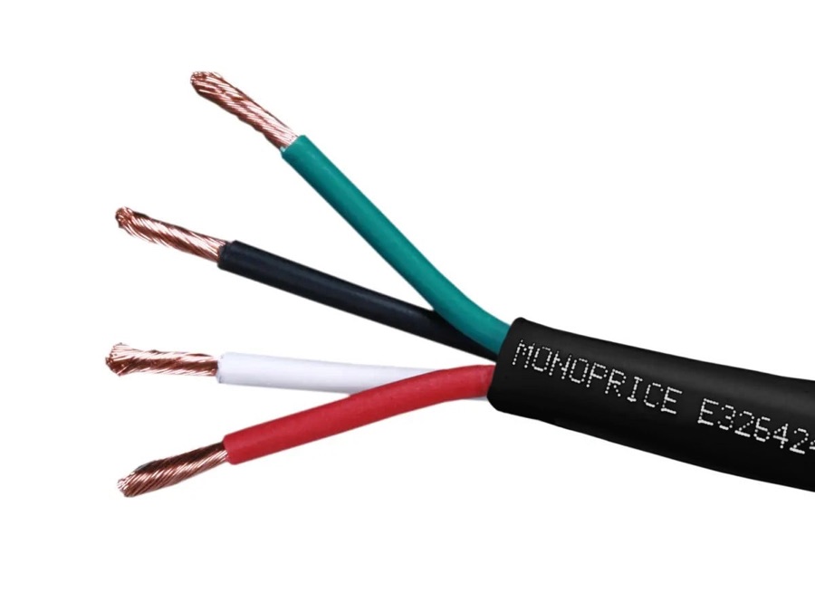 Monoprice Speaker Wire, CL2 Rated, 4-Conductor, 14AWG, 100ft, Black